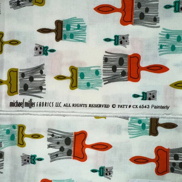 Michael Miller Fabrics - Painterly - Paint Brushes - Cotton Fabric- 3/4 Yard Cut - Picture 2 of 6